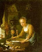 Gerrit Dou Girl Chopping Onions oil
